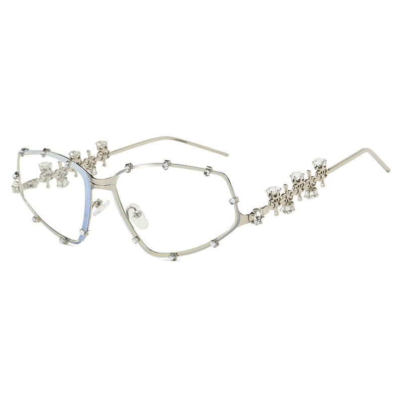 Spykay™ EG26751 Rhinestone Decor Geometric Frame Hipster Y2K Glasses - image 9