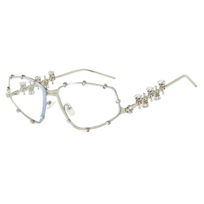 Spykay™ EG26751 Rhinestone Decor Geometric Frame Hipster Y2K Glasses - image 9