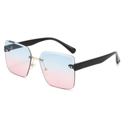 Spykay™ SG61018 Oversized Square Frame Hipster Rimless Sunglasses - Blue/Pink - image 18