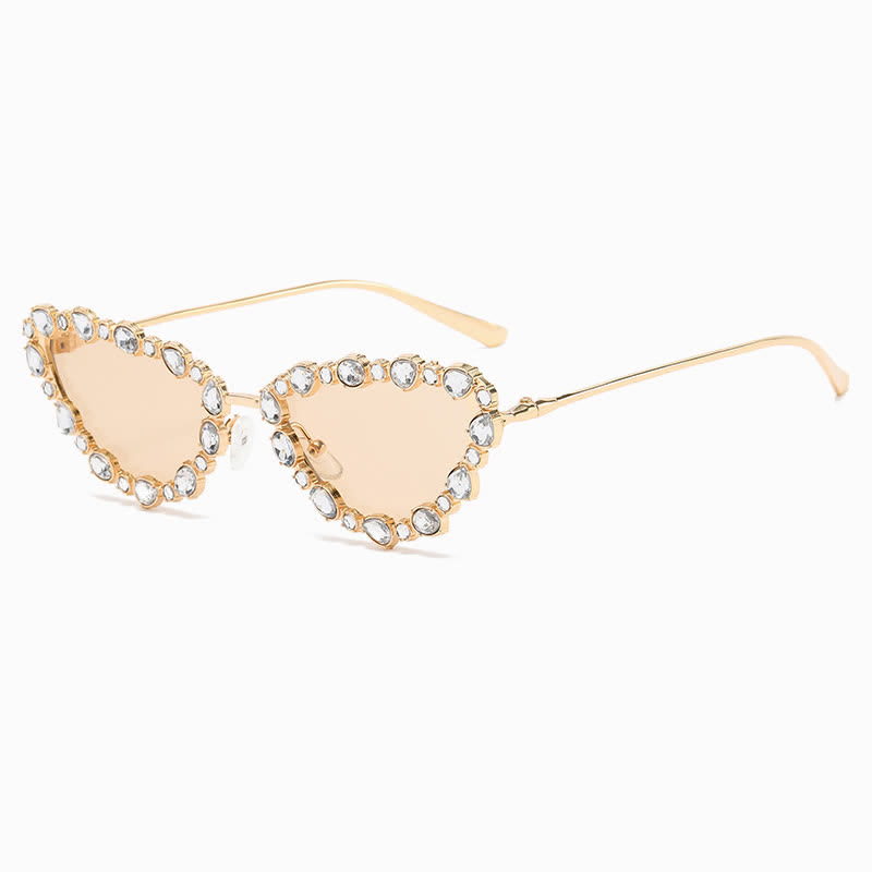 Spykay™ SG60894 Vintage-Retro Rhinestone Decor Cat-Eye Oversized Sunglasses