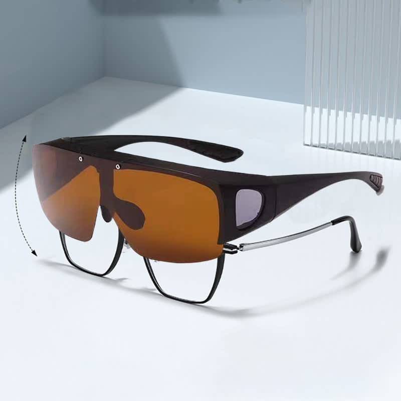 Spykay™ SG60962 Fit Over Glasses Clip-On Lenses Polarized Sunglasses for Driving&Cycling - Brown - image 10