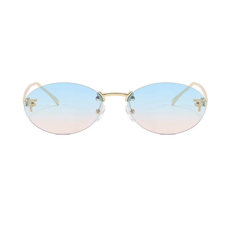 Spykay™ SG60701 'F' Design Oval Frames Rimless Sunglasses