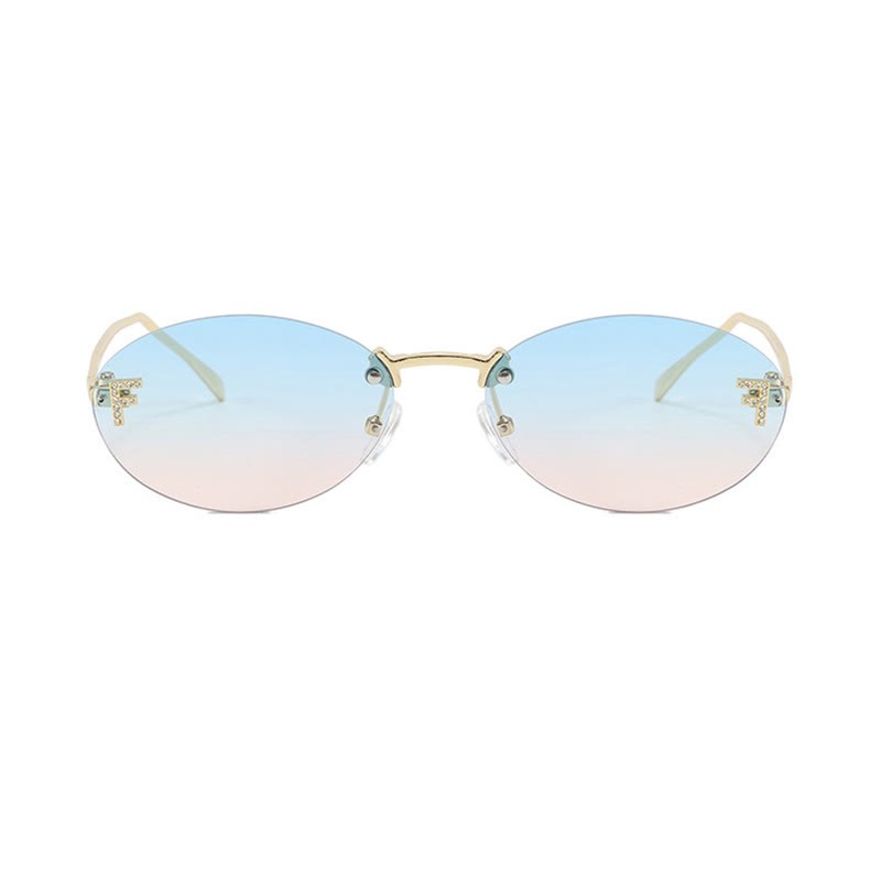 Spykay™ SG60701 'F' Design Oval Frames Rimless Sunglasses