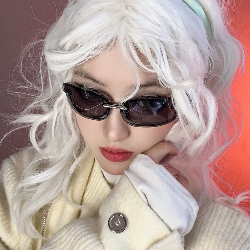 Spykay™ SG60850 Y2K Rimless Rectangle Frame Sunglasses - Grey/Black - image 12