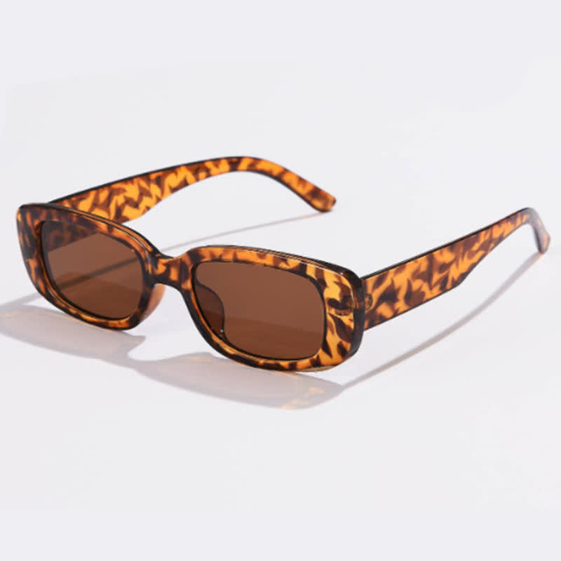 Spykay™ SG60996 Rectangle Small Thick Frame Vintage Sunglasses - Leopard/Brown - image 14