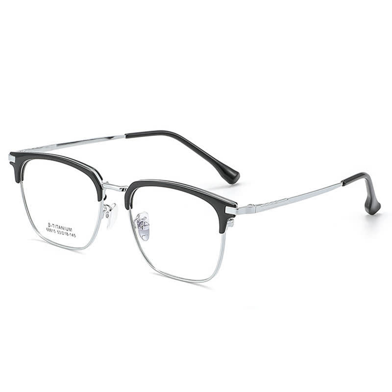 Spykay™ EG26899 Simple Anti-blue Light Square Frame Browline Glasses - Black/Silver - image 4