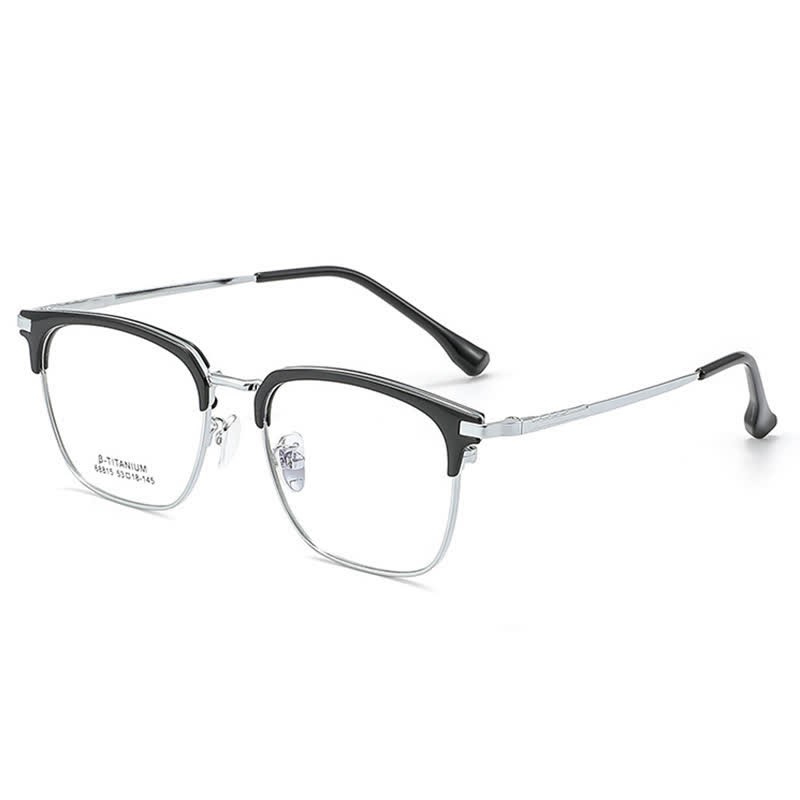 Spykay™ EG26899 Simple Anti-blue Light Square Frame Browline Glasses - Black/Silver - image 4