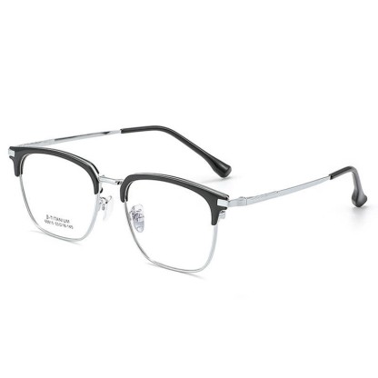 Spykay™ EG26899 Simple Anti-blue Light Square Frame Browline Glasses - Black/Silver - image 4