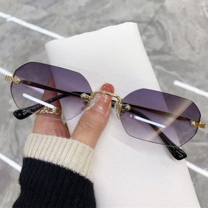 Spykay™ SG60884 Geometric Rimless Metal Temples Sunglasses