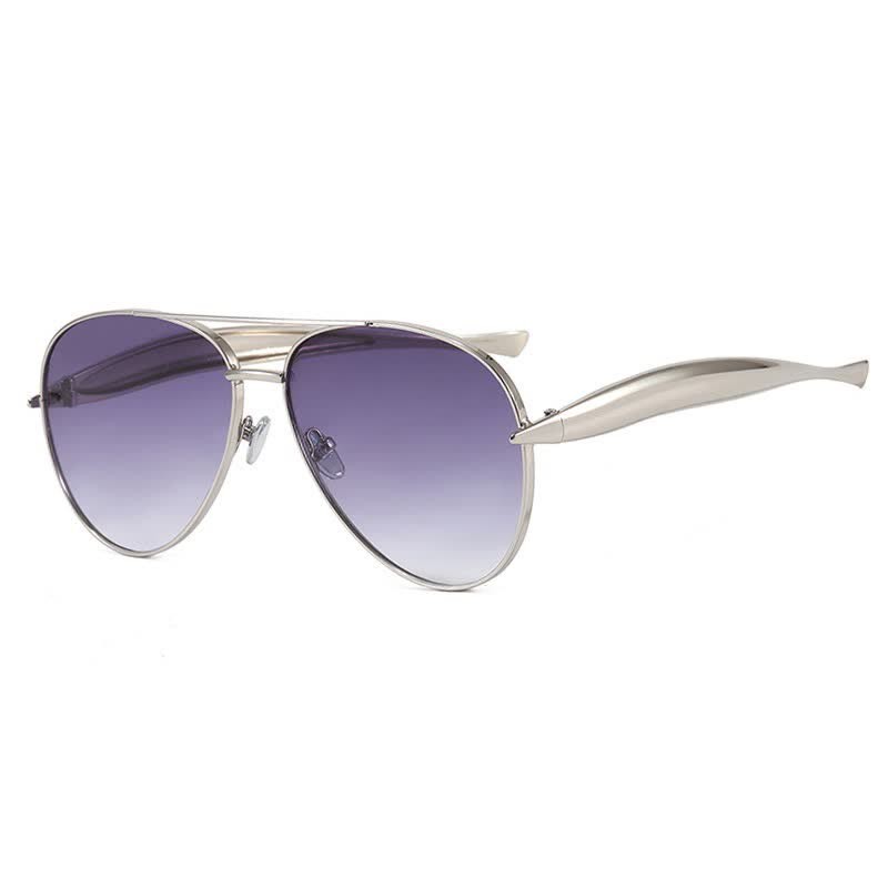 Spykay™ SG60665 Vintage Double Bridges Aviator Frame Sunglasses - Silver/Dark Grey - image 35