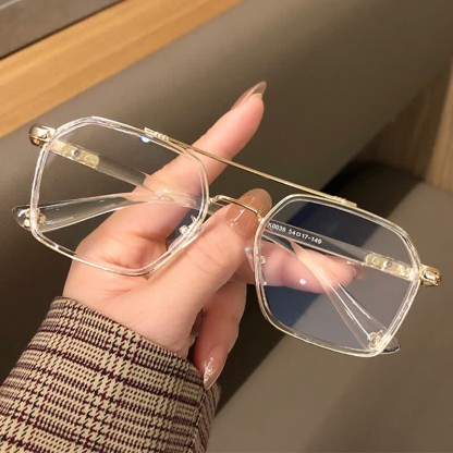 Spykay™ EG26920 Unsiex Square Frame Anti-blue Light Double Bridges Retro Glasses - Clear/Golden - image 19