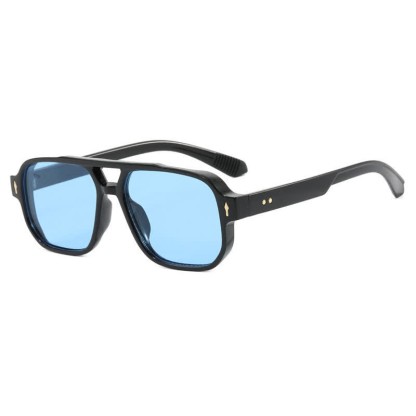 Spykay™ SG60754 Square Frame Double Bridges Vintage Sunglasses - Black/Blue - image 13