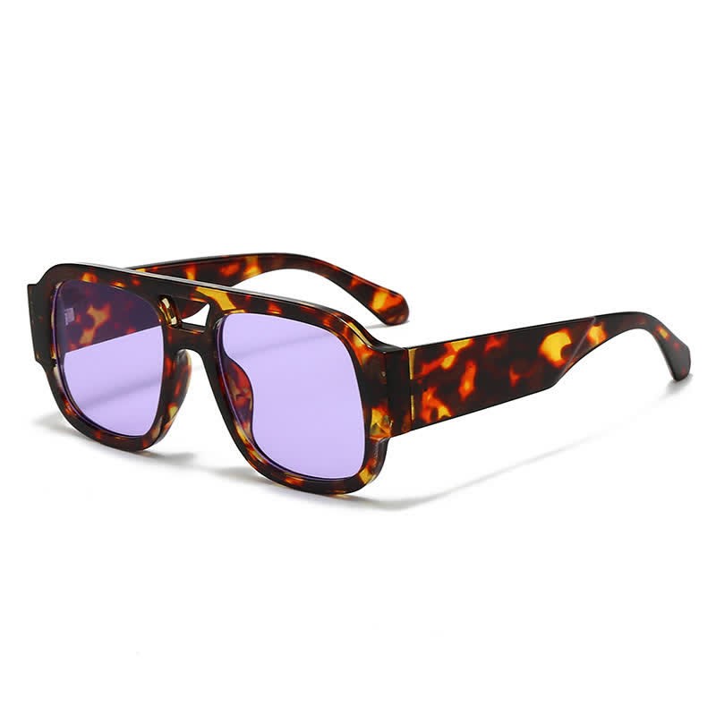 Spykay™ SG61016 Square Frame Double Bridges Classic Thick Sunglasses - Tortoise Shell/Purple - image 22