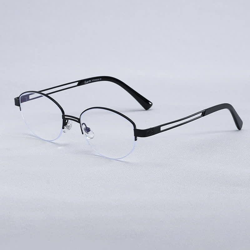 Spykay™ EG26704 Oval Titanium Frame Hollow-out Temples Anti-blue Light Fashion Glasses