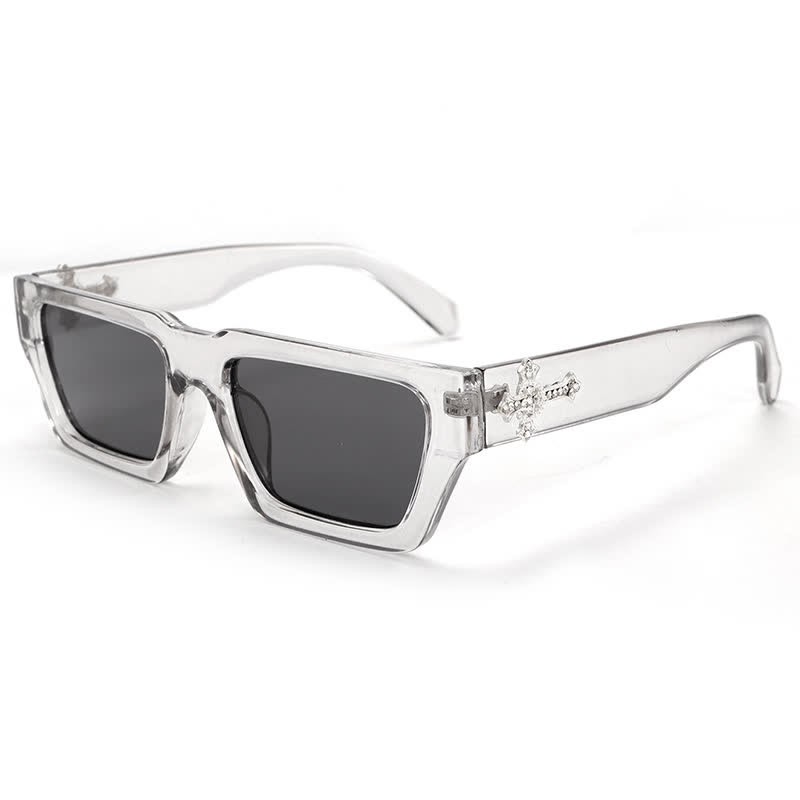 Spykay™ SG61019 Unsiex Rhinestone Cross Decor Square Frame Sunglasses - Grey - image 14