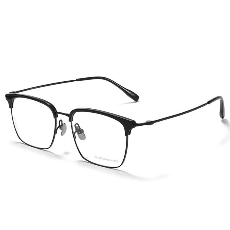 Spykay™ EG26898 Semi-Rimless Anti-blue Light Square Titanium Frame Browline Glasses - Black - image 3