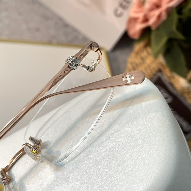 Spykay™ EG26935 Rectangle Titanium Frame Anti-blue Light Rimless Chrome Heart Glasses - image 6