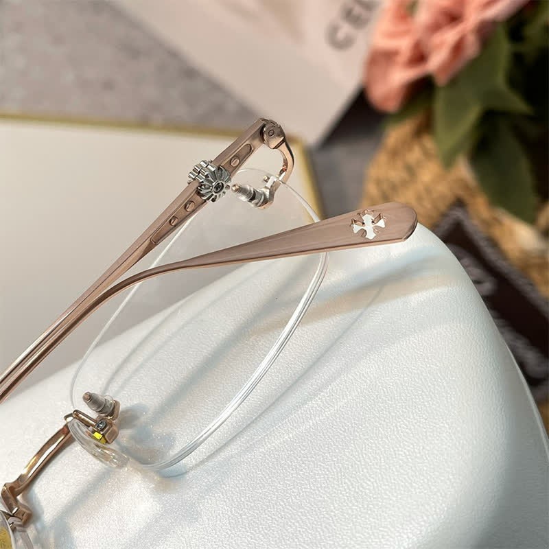 Spykay™ EG26935 Rectangle Titanium Frame Anti-blue Light Rimless Chrome Heart Glasses - image 6