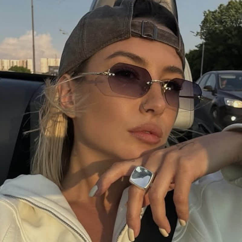 Spykay™ SG60884 Geometric Rimless Metal Temples Sunglasses