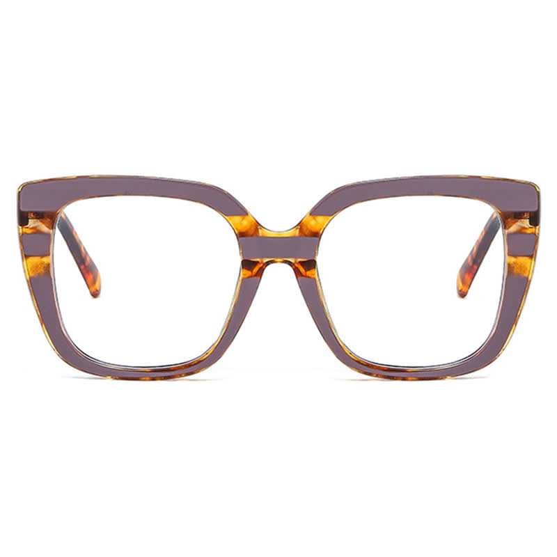 Spykay™ EG26771 Leopard Pattern Square Frame Oversized Glasses