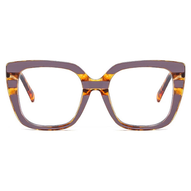 Spykay™ EG26771 Leopard Pattern Square Frame Oversized Glasses