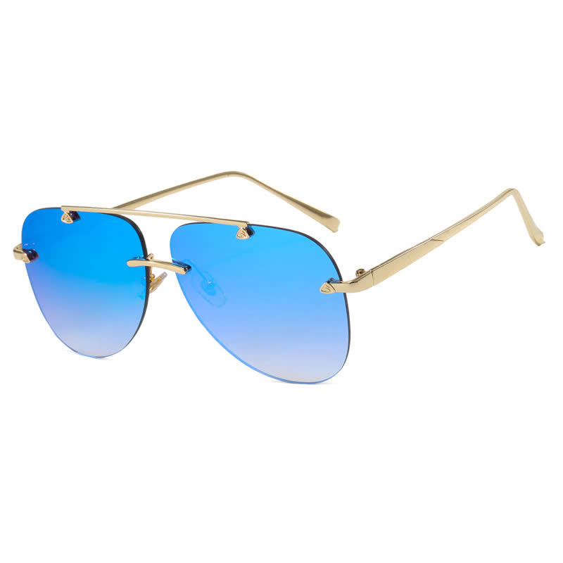 Spykay™ SG60888 Rimless Double Bridges Retro Aviator Sunglasses