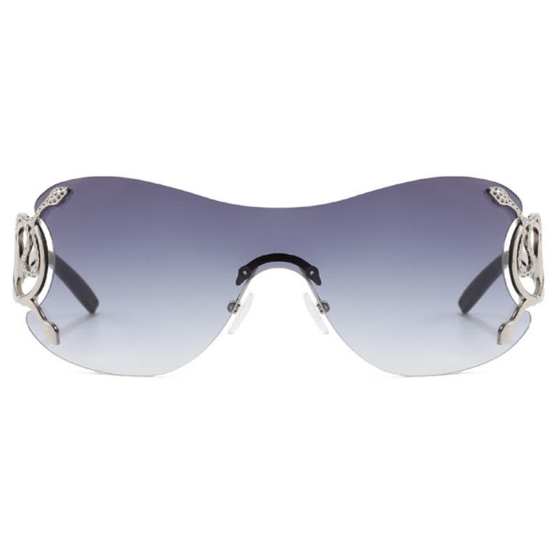 Spykay™ SG60904 Snake Design Temples One-piece Rimless Y2K Sunglasses