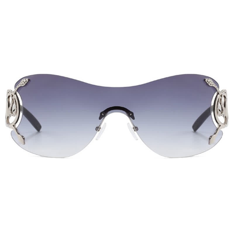 Spykay™ SG60904 Snake Design Temples One-piece Rimless Y2K Sunglasses