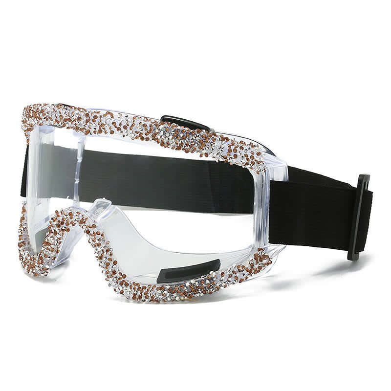 Spykay™ SG61047 Full Rhinestone Decor Unisex Windproof Motorcycle Goggle, Ski Goggles For Outdoor Activities - Champagne Diamond - image 11