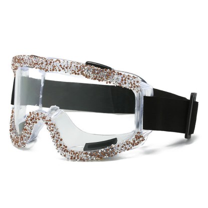 Spykay™ SG61047 Full Rhinestone Decor Unisex Windproof Motorcycle Goggle, Ski Goggles For Outdoor Activities - Champagne Diamond - image 11