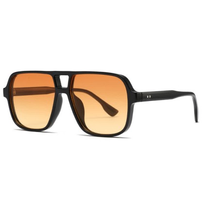 Spykay™ SG60730 Double Bridges Square Frame Vintage Sunglasses - Black/Yellow - image 13