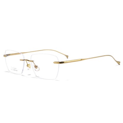 Spykay™ EG26902 Retro Rectangle Frame Anti-blue Light Hipster Rimless Glasses - Golden - image 5