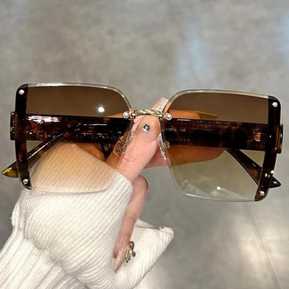 Spykay™ SG60835 Square Frame Oversized Rimless Sunglasses - Leopard - image 8