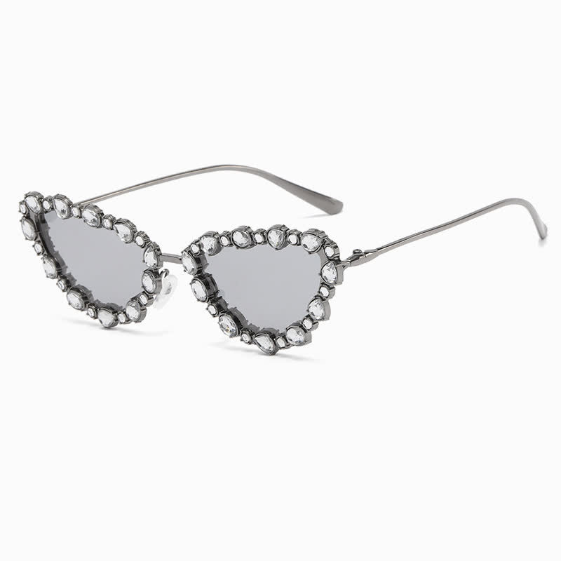 Spykay™ SG60894 Vintage-Retro Rhinestone Decor Cat-Eye Oversized Sunglasses