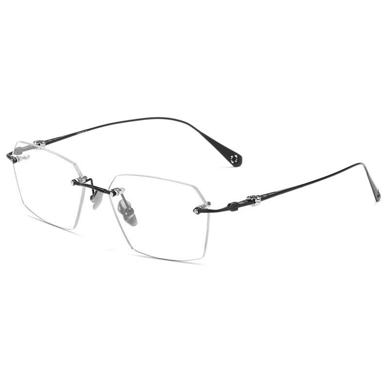 Spykay™ EG26901 Titanium Geometric Frame Anti-blue Light Hipster Rimless Glasses - Black - image 8