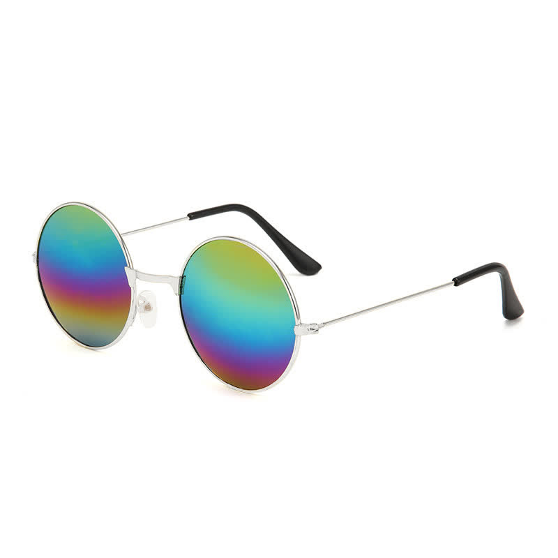 Spykay™ SG61008 Retro Round Frame Metal Sunglasses for Women Men - Silver/Multicolor - image 26