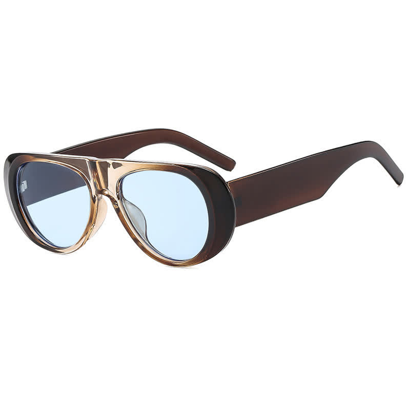 Spykay™ SG60671 Oval Frame Wide Temples Vintage Aviator Sunglasses - Coffee - image 14