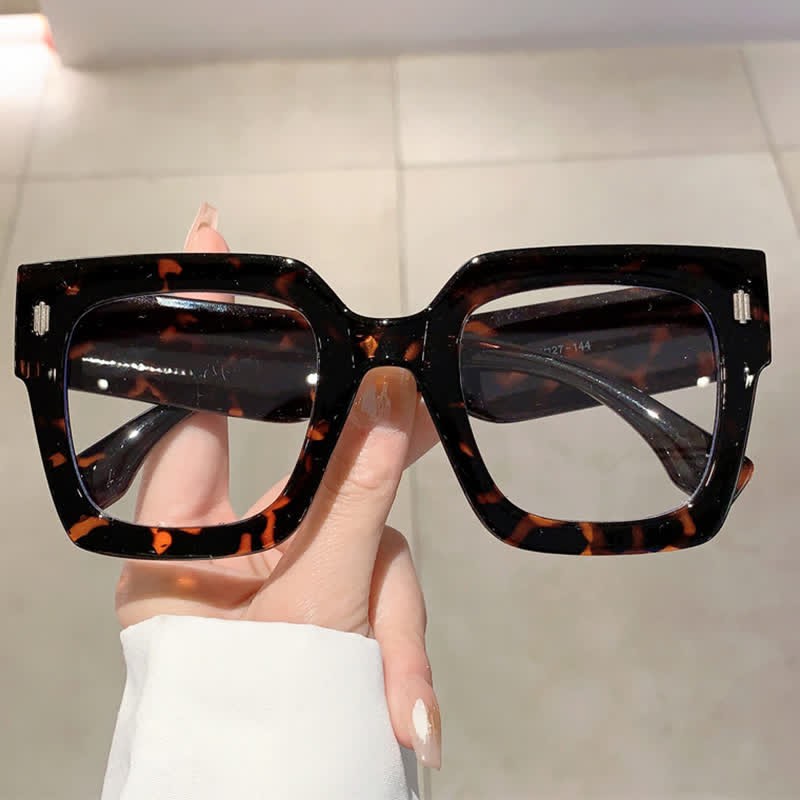 Spykay™ EG26878 Anti-blue Light Oversized Square Thick Frames Eyeglasses - Leopard - image 12