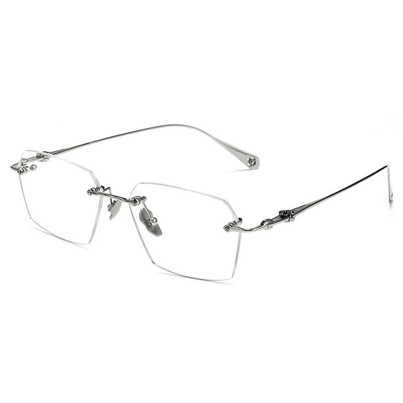 Spykay™ EG26901 Titanium Geometric Frame Anti-blue Light Hipster Rimless Glasses - Grey - image 10