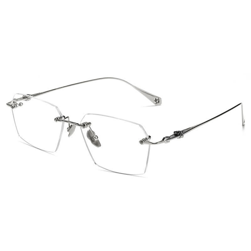 Spykay™ EG26901 Titanium Geometric Frame Anti-blue Light Hipster Rimless Glasses - Grey - image 10