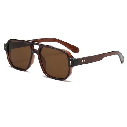 Spykay™ SG61003 Square Frame Double Bridges Vintage Arrow Sunglasses - Brown - image 22