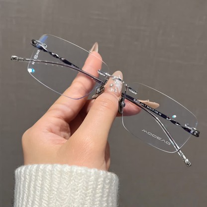 Spykay™ EG26863 Rectangle Titanium Frame Anti-blue Light Hipster Rimless Lightweight Glasses - Purple - image 7