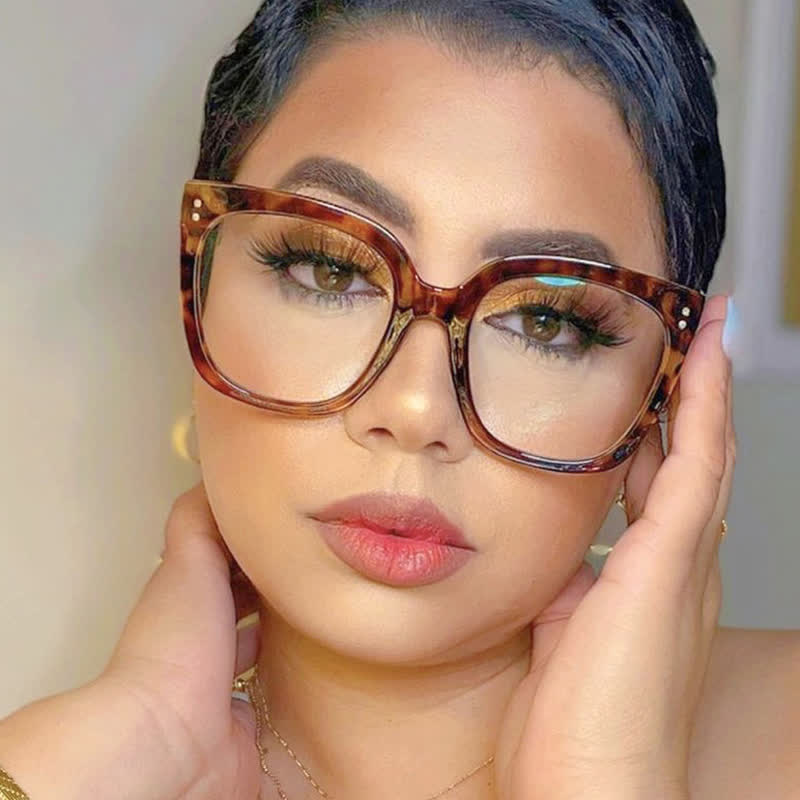 Spykay™ EG26773 Square Frame Oversized Hollow-out Anti-blue Light Glasses