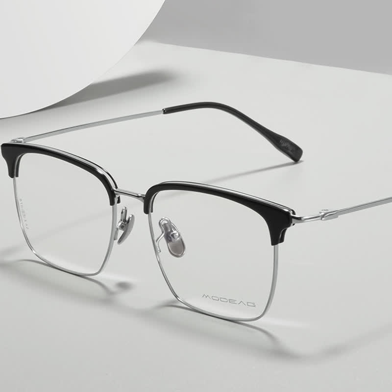 Spykay™ EG26898 Semi-Rimless Anti-blue Light Square Titanium Frame Browline Glasses - image 9