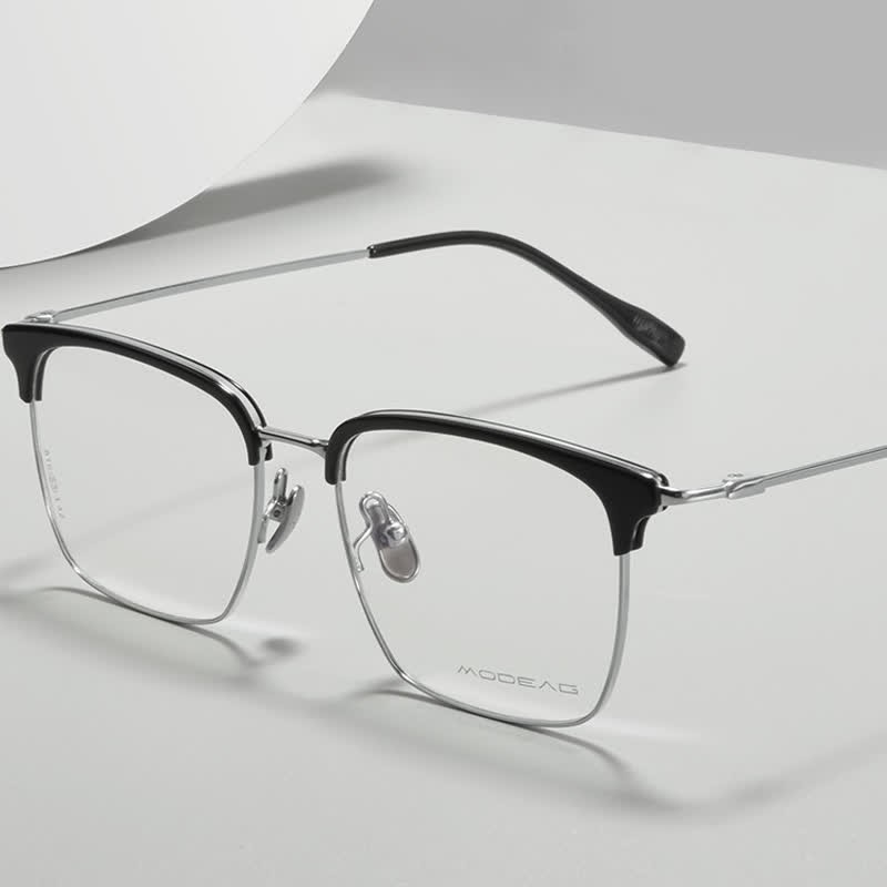 Spykay™ EG26898 Semi-Rimless Anti-blue Light Square Titanium Frame Browline Glasses - image 9