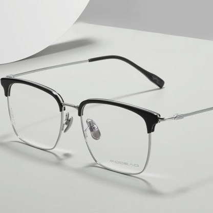 Spykay™ EG26898 Semi-Rimless Anti-blue Light Square Titanium Frame Browline Glasses - image 9