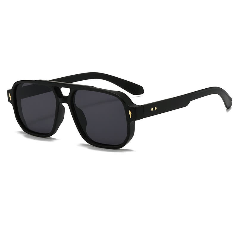 Spykay™ SG61003 Square Frame Double Bridges Vintage Arrow Sunglasses - Matte Black - image 30