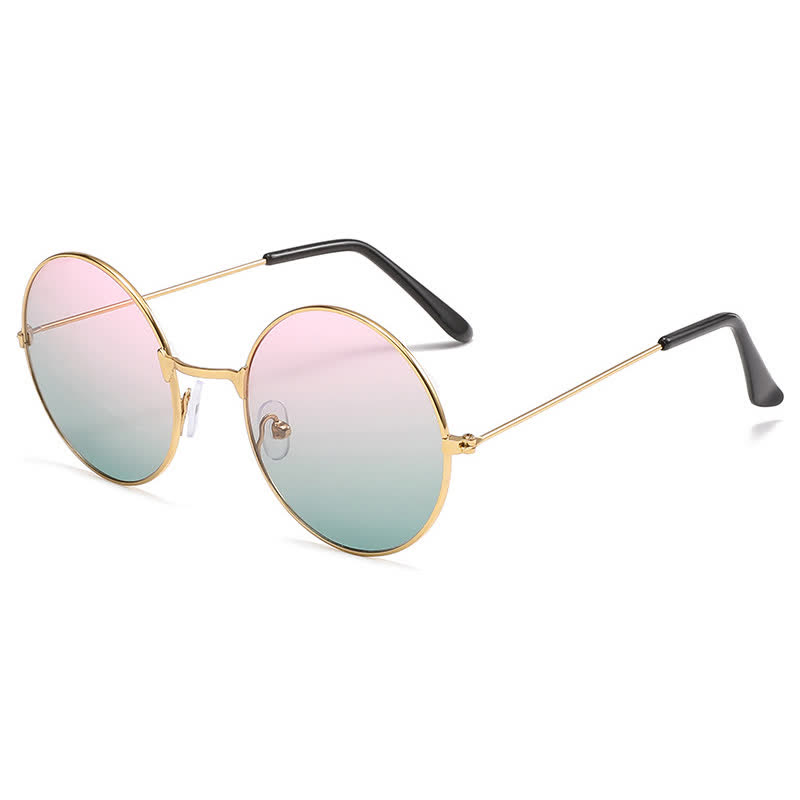 Spykay™ SG61008 Retro Round Frame Metal Sunglasses for Women Men - Pink/Green - image 19