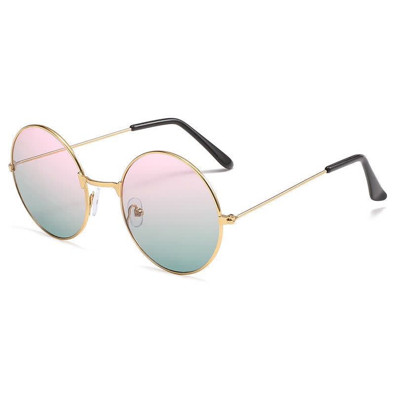 Spykay™ SG61008 Retro Round Frame Metal Sunglasses for Women Men - Pink/Green - image 19