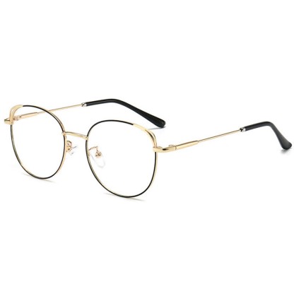 Spykay™ EG26840 Fashion Cat-Eye Metal Oval Frame Anti-blue Light Glasses - Black/Golden - image 11